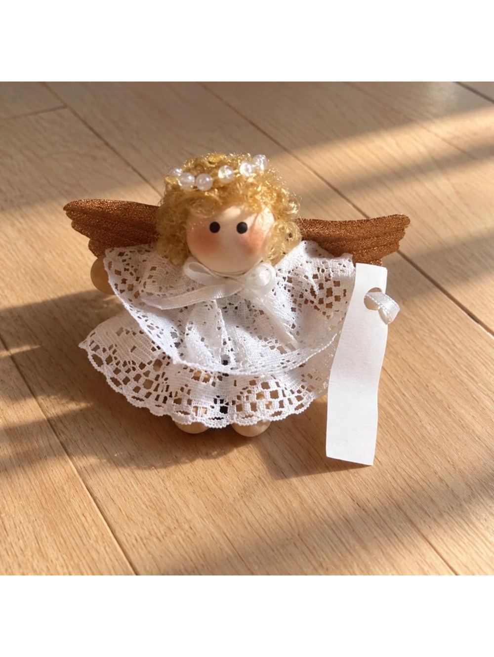 Vintage Windowsill Angel Figurine Christian Prayer Tag Religious Decor